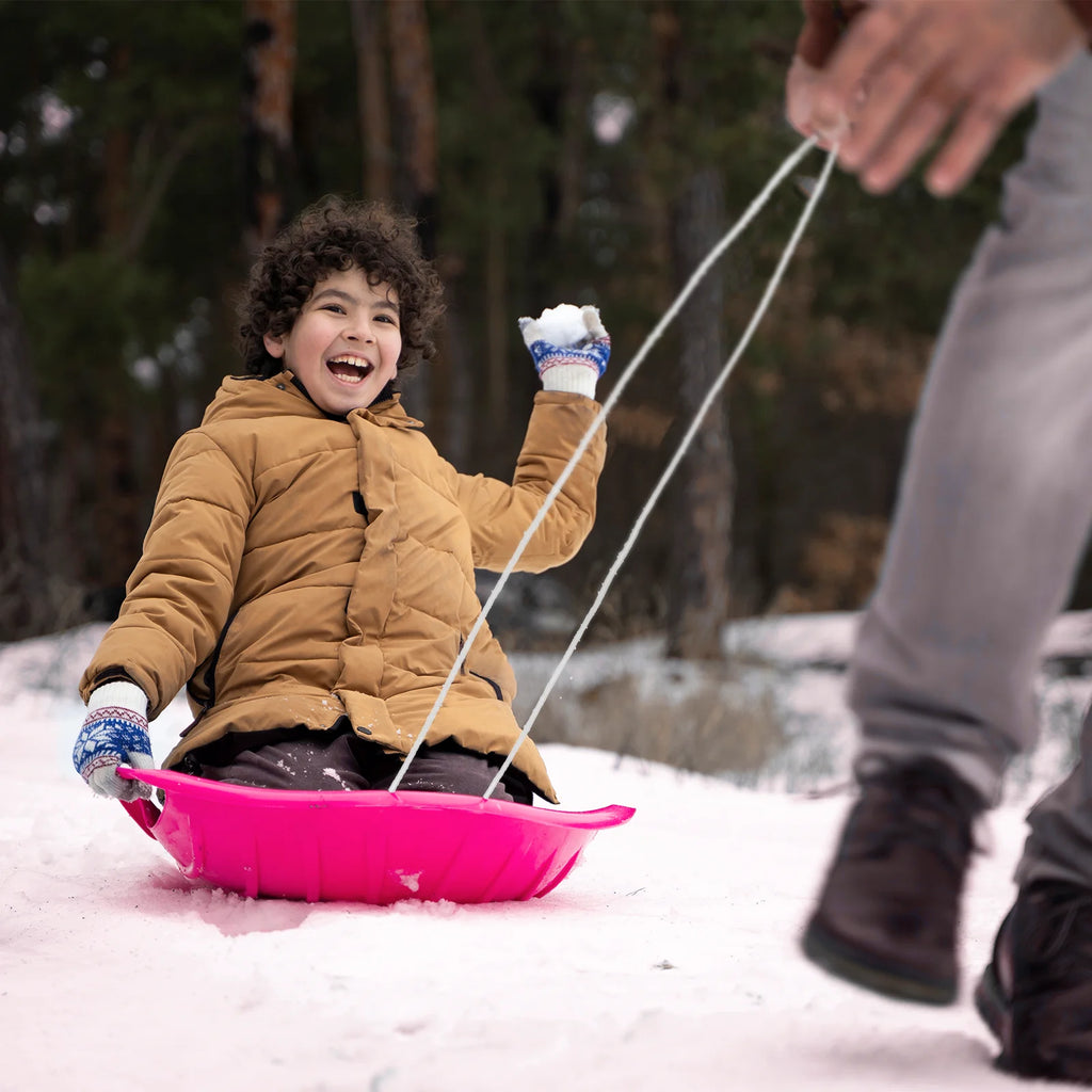 2 Pack 35" Plastic Snow Sleds with Pull Rope, 2 Handles U859417