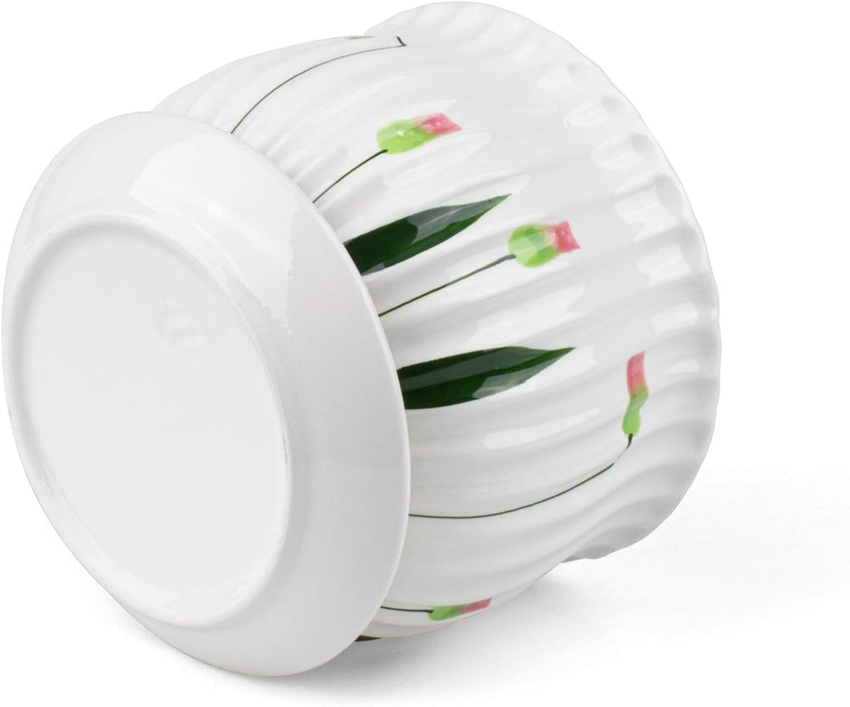 Set of 3 Ceramic Plant Pots with Drainage and Saucer Q159658