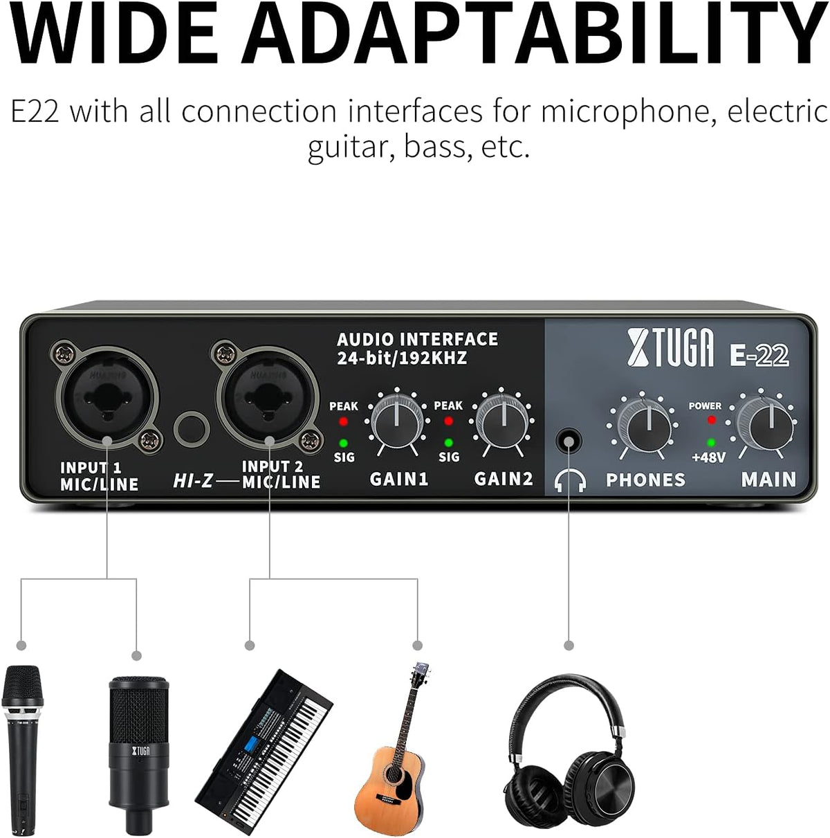 2 Pack USB Audio Interface with XLR Mic Preamplifier A825