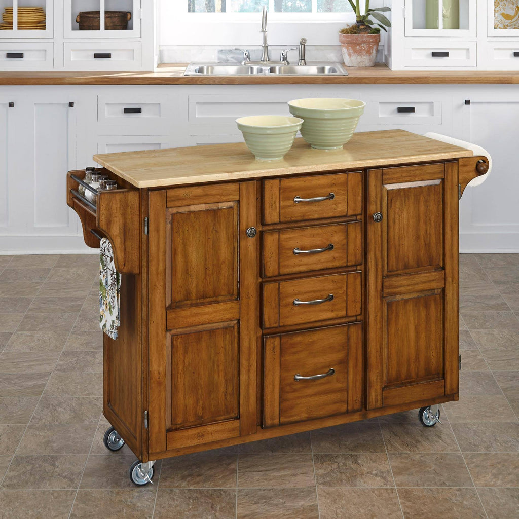 Warm Oak Cart with Wood Top J69747