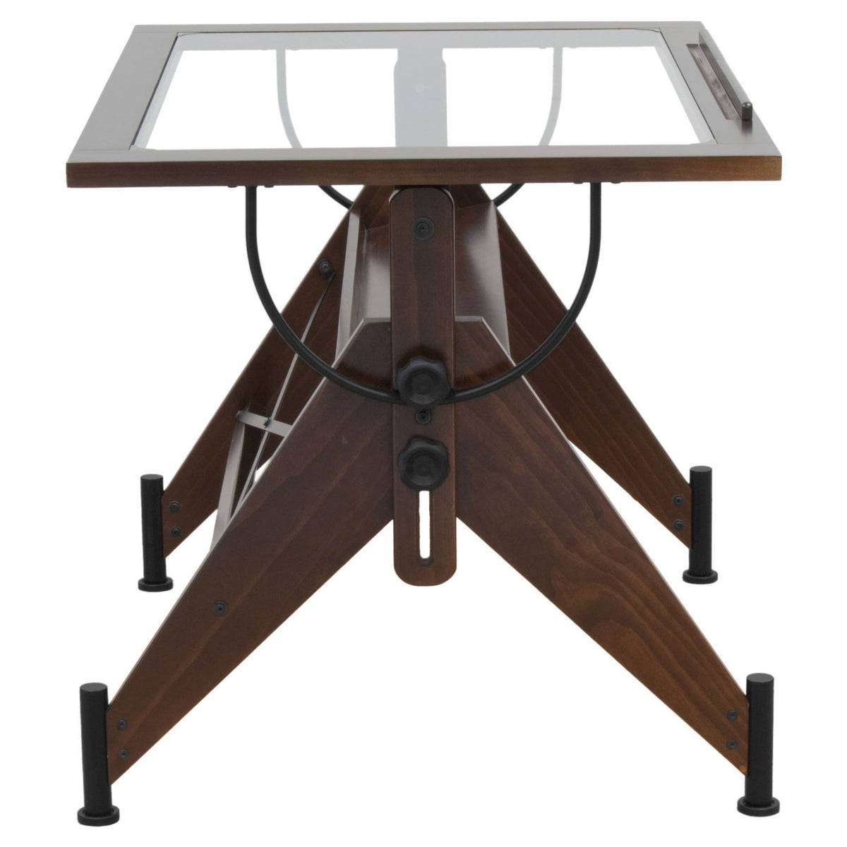 Dark Walnut/Black Glass Top Drafting Table A901649