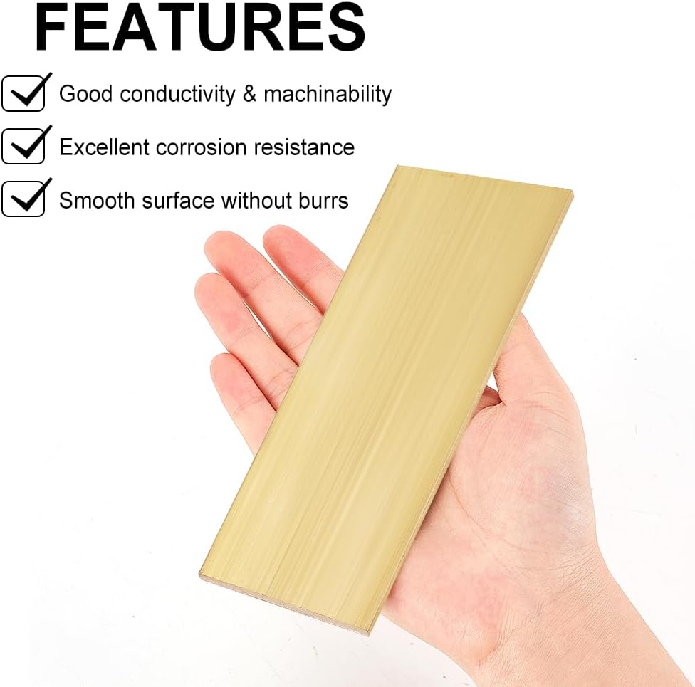 Rectangle Brass Sheet 6 Inch Length x 2 Inch Width x 1/8 Inch Thick Gold P18983