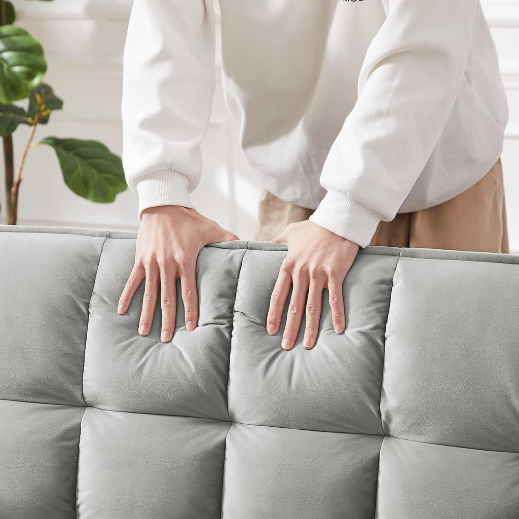 Gray Velvet Loveseat Sofa with Pullout Bed W343050