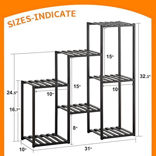 3 Tiers 7 Potted Bamboo Plant Stand E865958