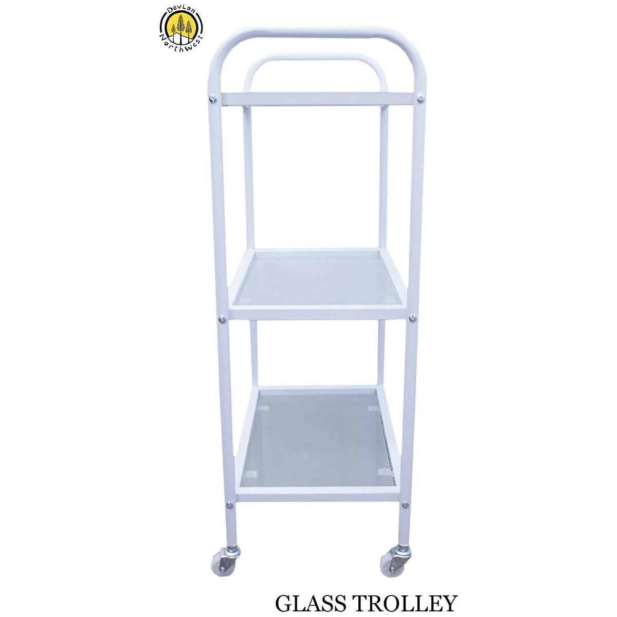 Rolling Trolley Cart 3 Glass Shelves White Salon Equipment B114103