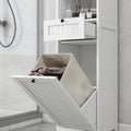 Compact Laundry Sorter Cabinet with Tilt-Out Basket Drawer White S82075