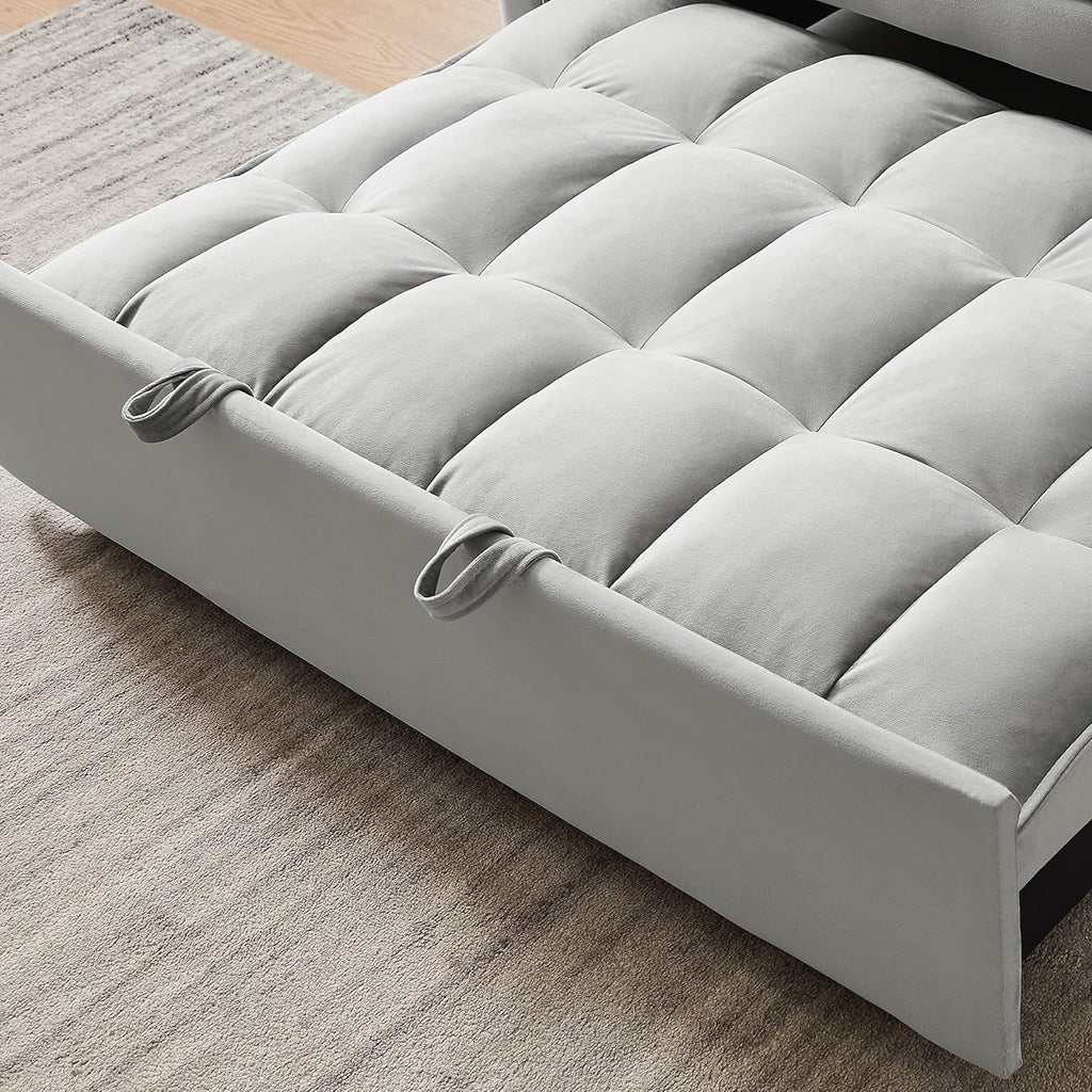 Gray Velvet Loveseat Sofa with Pullout Bed W343050