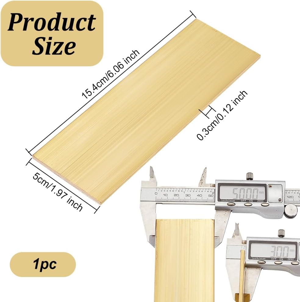 Rectangle Brass Sheet 6 Inch Length x 2 Inch Width x 1/8 Inch Thick Gold P18983