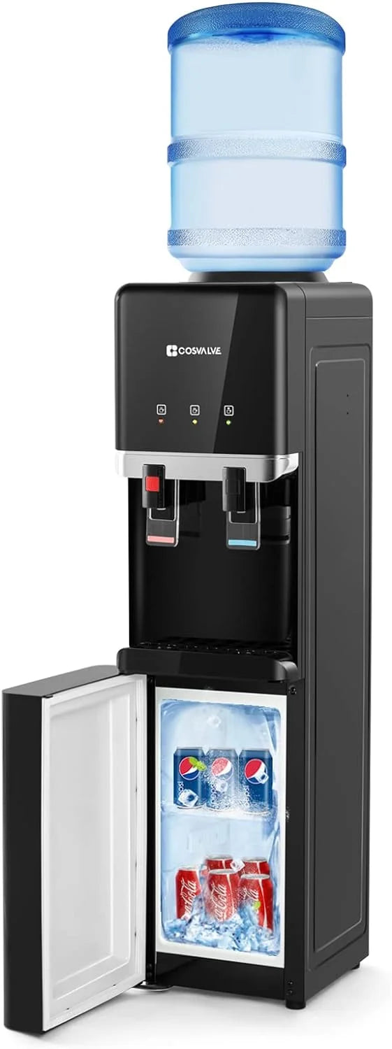 5 Gallon Top Loading Hot Cold Water Cooler with Freezer Cabinet C5079