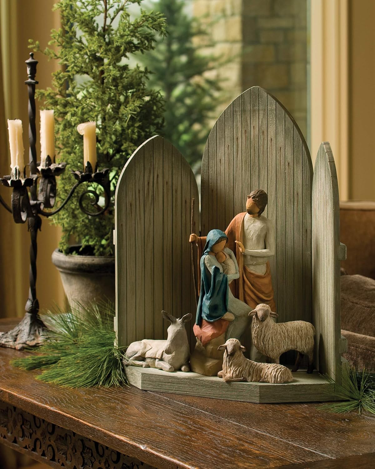 hand-painted nativity backdrop T686