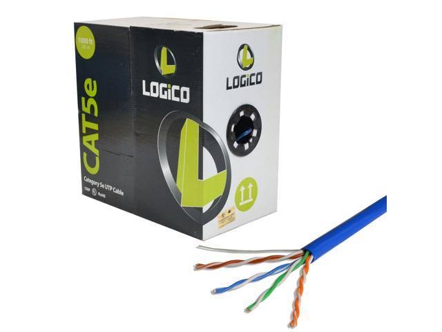 Cat5e UTP Plenum Cable 1000ft Blue + RJ45 Crimp Tool Plugs Kit V91298
