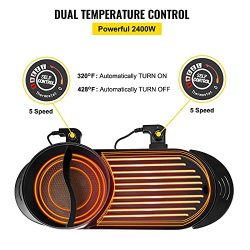 2 in 1 Electric BBQ Grill and Smokeless Hot Pot with Dual Temp Control D2738