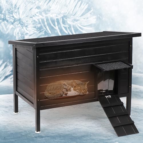 Large Size 34.2" L*21.2" W*26.7" H Insulated Wooden Cat Shelter I886128