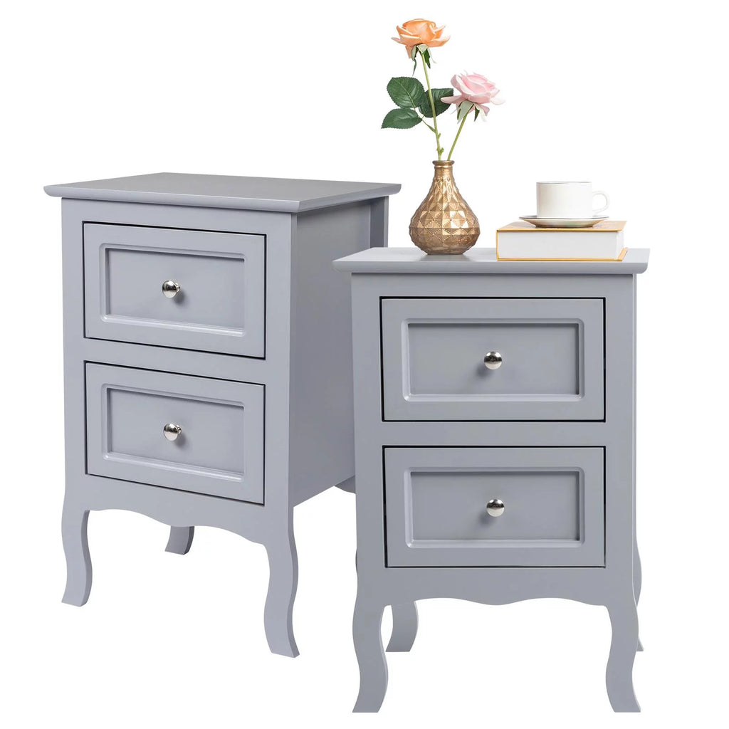 Gray Nightstand with 2 Drawers Set of 2 G7714