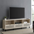 Modern Wood TV Stand with Slat Doors, 58 Inch, Dark Walnut D478445