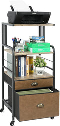 Mobile Printer Stand with File Cabinet, 3 Tier Rolling Cart with 2 Drawers K776