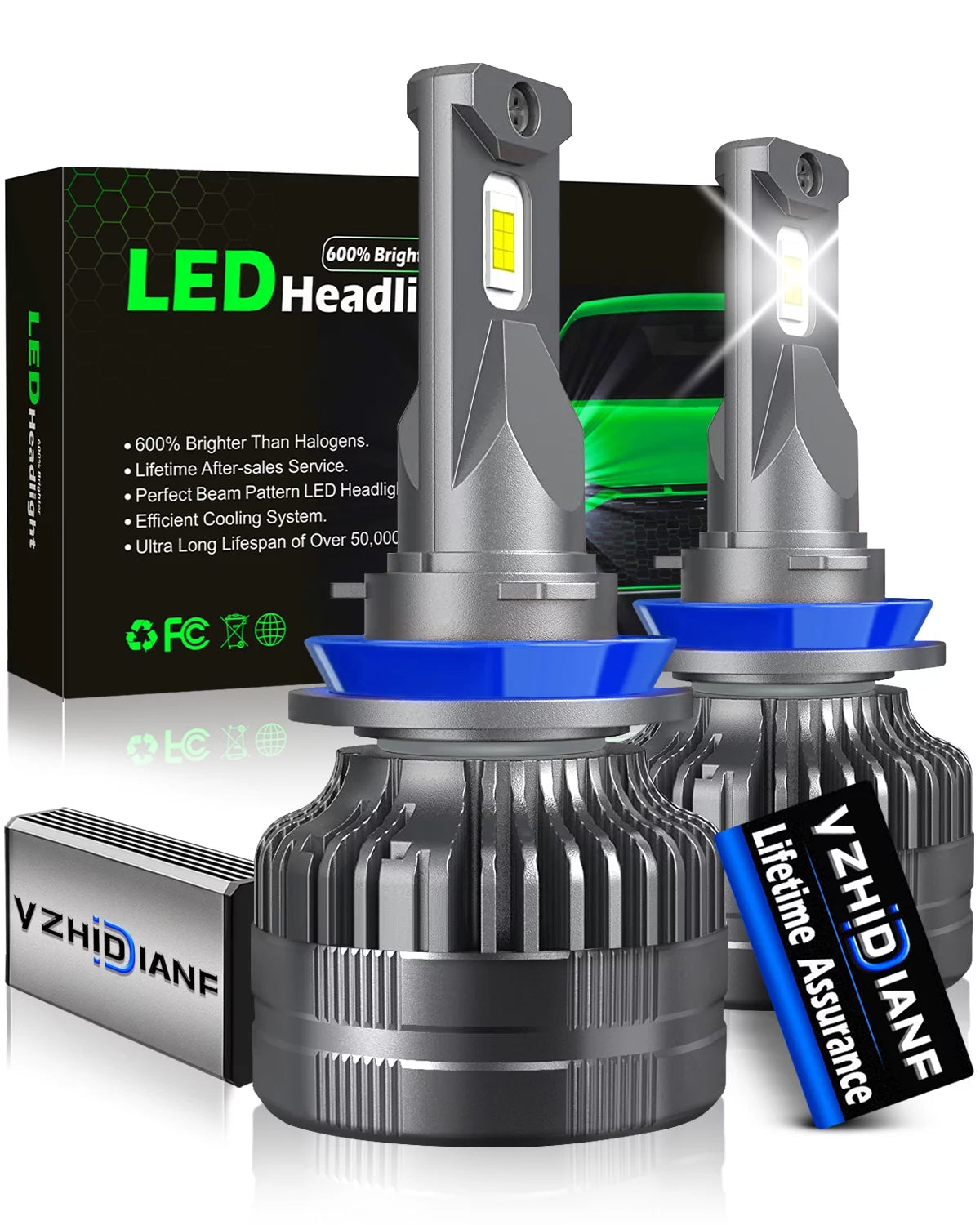 2023 Upgraded LED Headlight Bulbs 120W 22000 Lumens 6500K Cool White IP68 Waterproof High Beam Low Beam Fog Light 2 PACK U7410