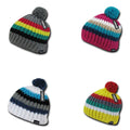 1 Dozen Thick Cable Knit Stripped Beanies Pom H4715