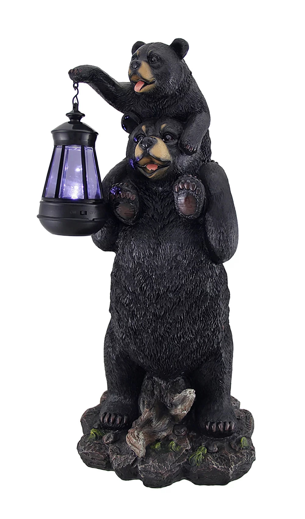 Bear Cub Statue and Solar LED Lantern U941