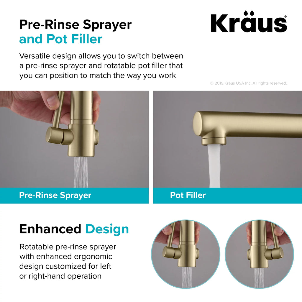 Brushed Gold Matte Black Pre-Rinse Kitchen Faucet F5116