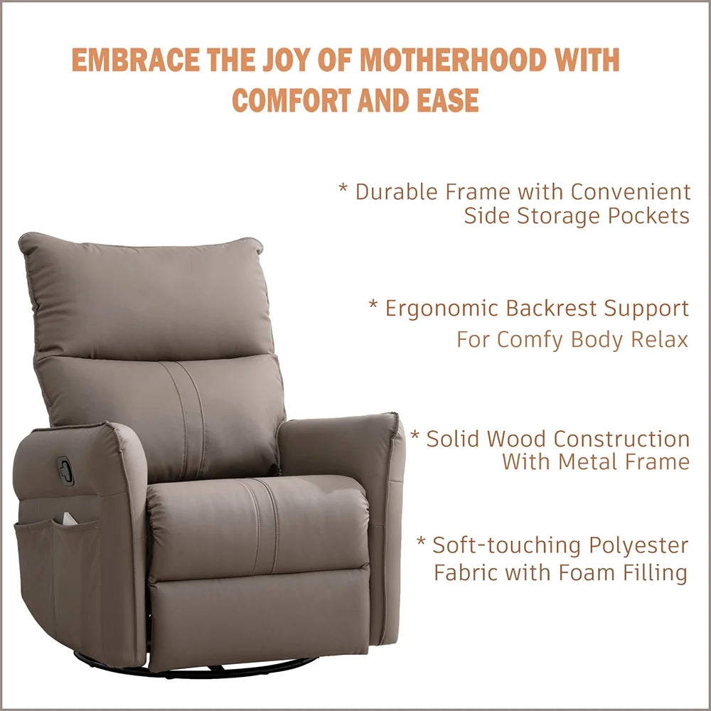 High Back 360 Degree Swivel Rocking Chair with Side Pocket J966