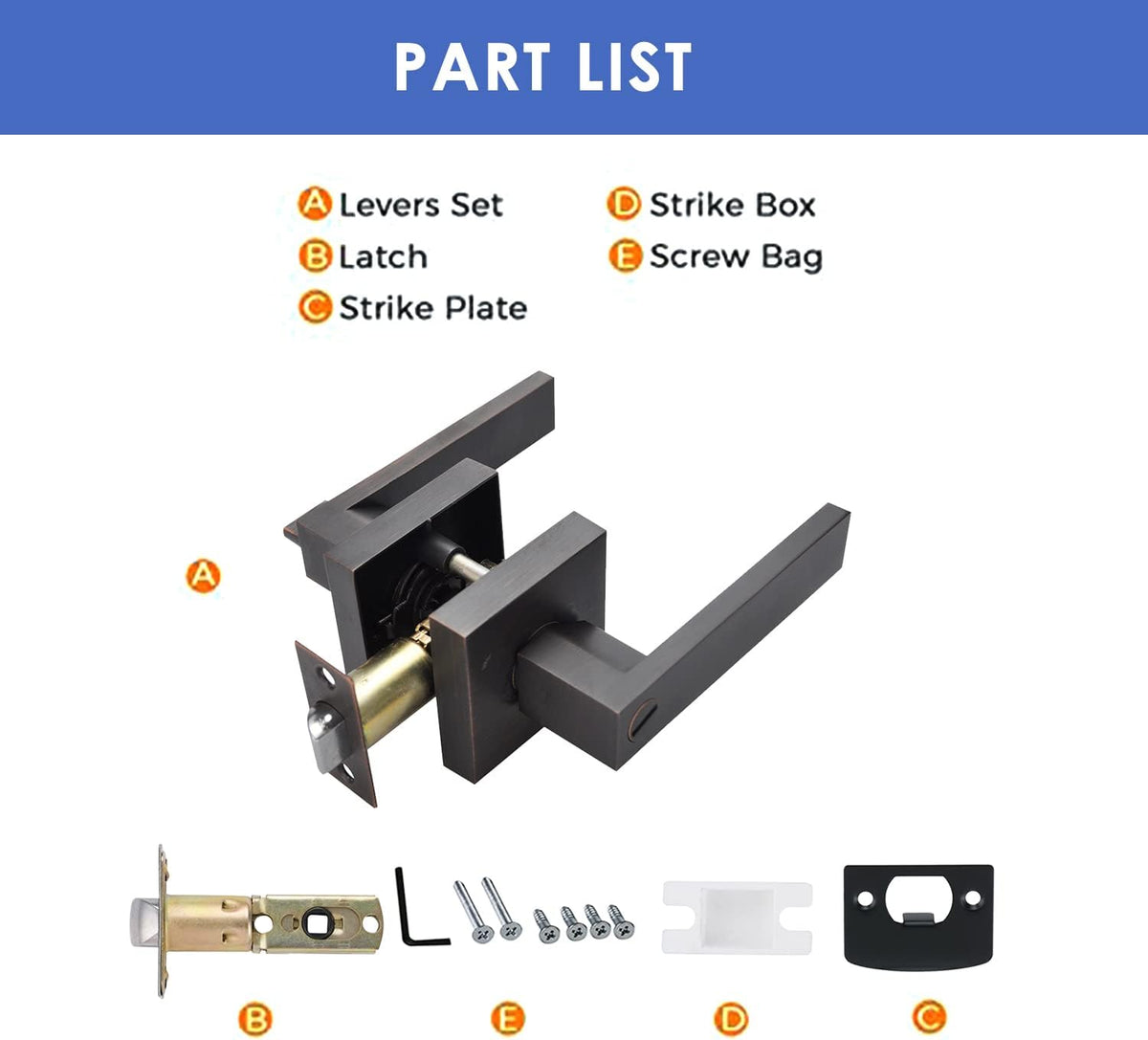 Brushed Bronze Zinc Alloy Door Lever Lock B269511