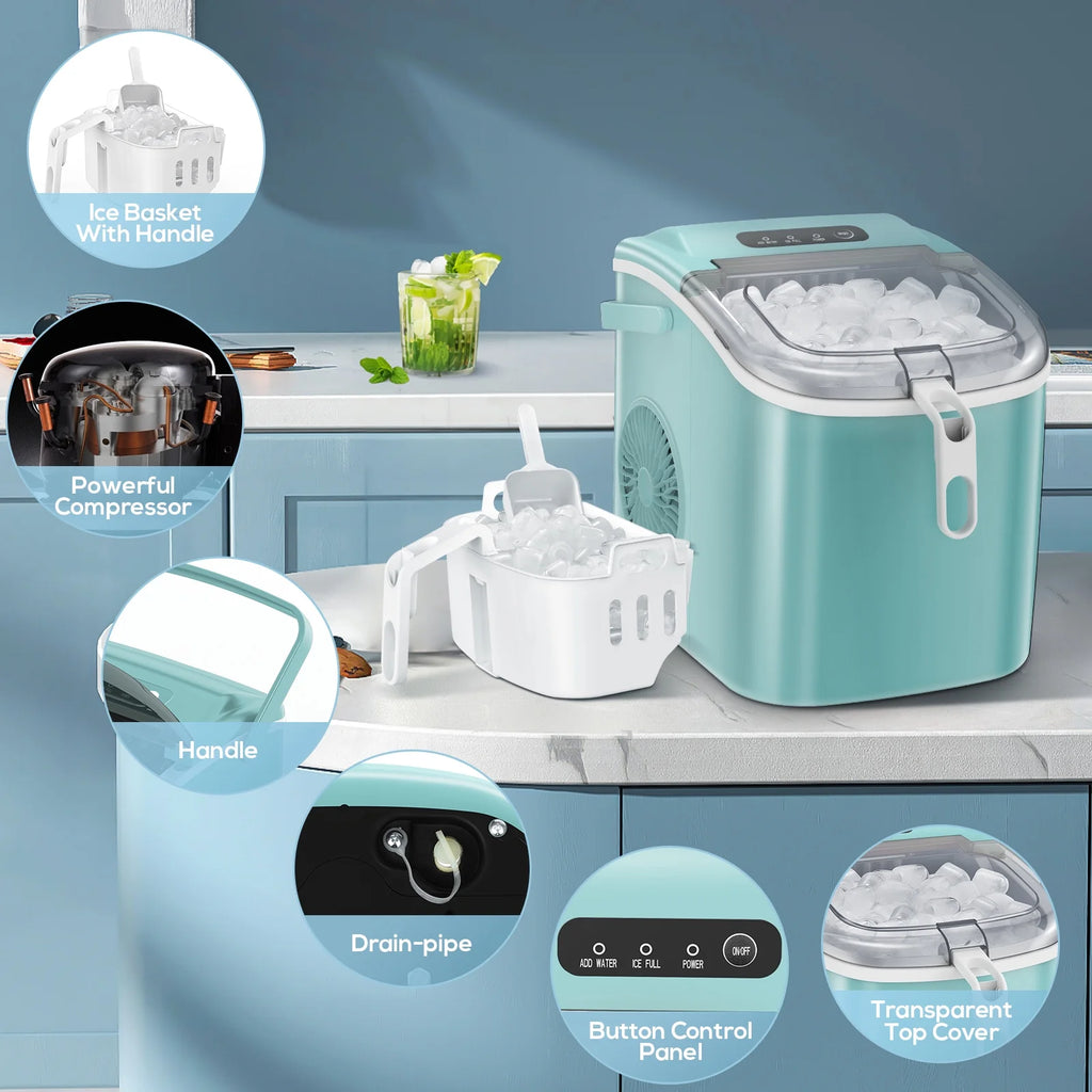 Portable Countertop Ice Maker with Handle, 26Lbs/24H, Black R58549
