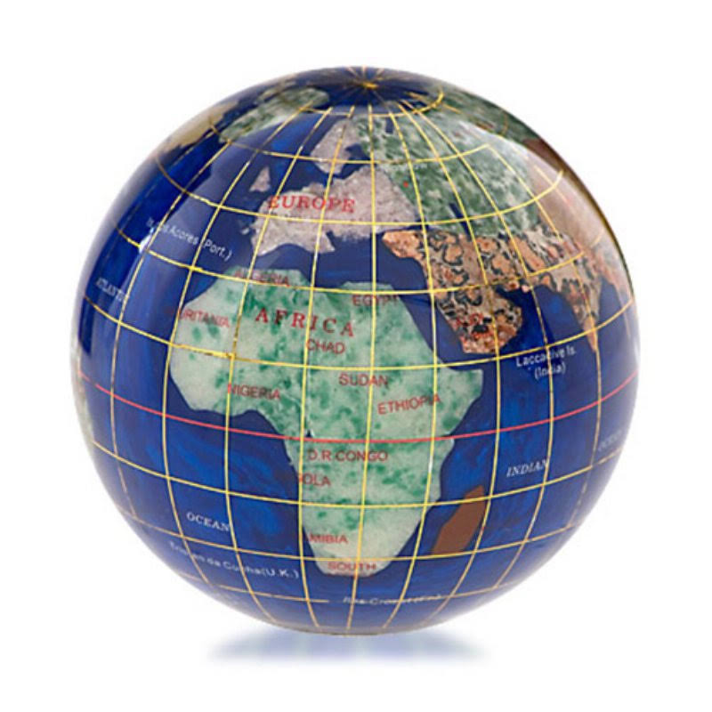 Caribbean Blue Gemstone Globe Paperweight O9339