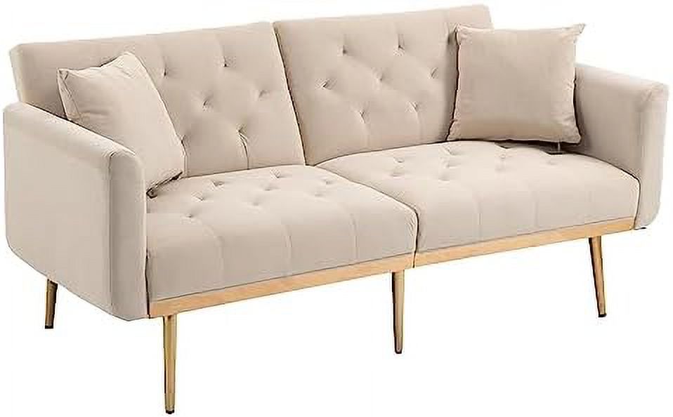 Velvet Loveseat with 7 Gold Metal Legs D434110