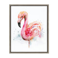 Pink and Coral Flamingo Framed Watercolor Print on Canvas, Gray 18 x 24 P425939