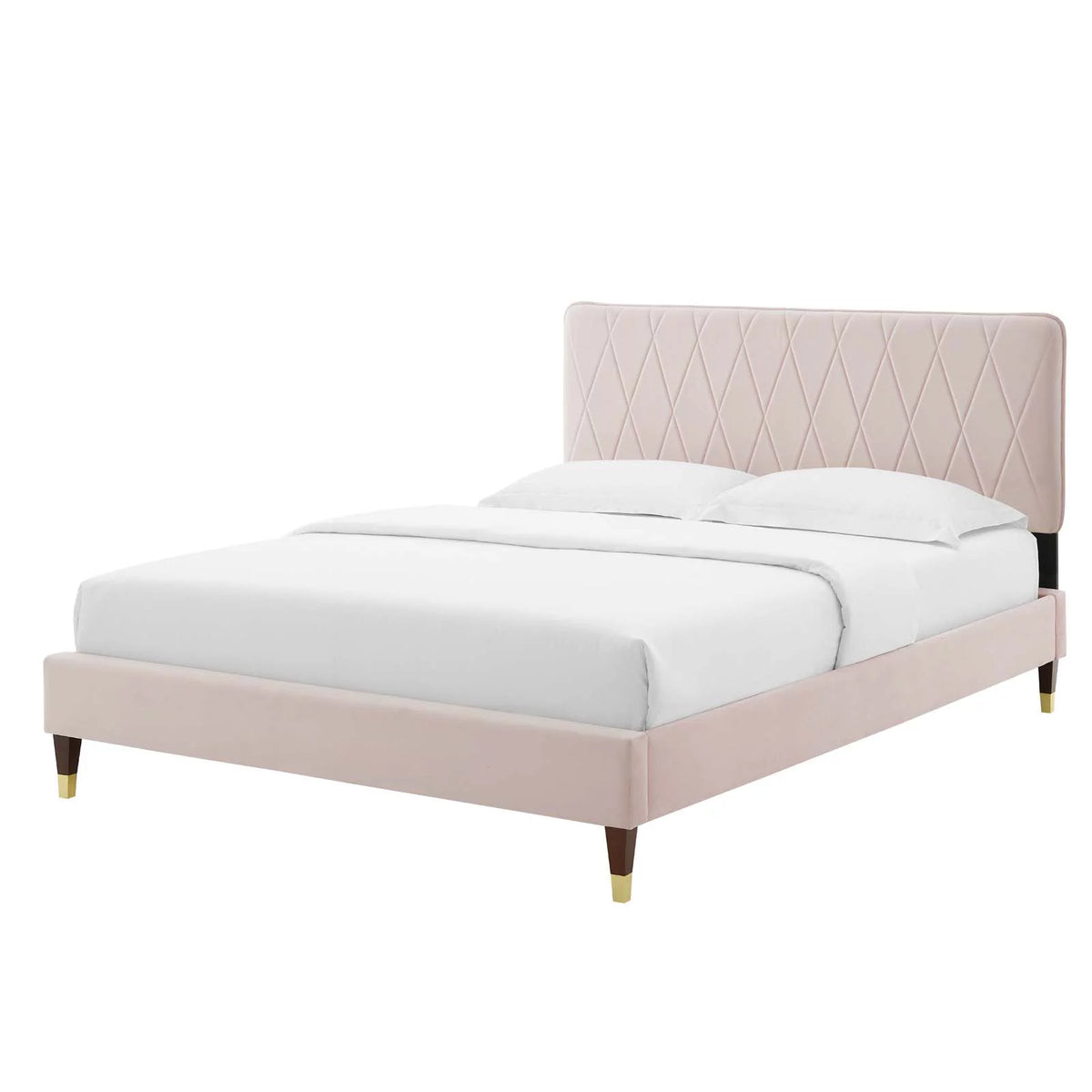 King Size Velvet Platform Bed Frame P897840