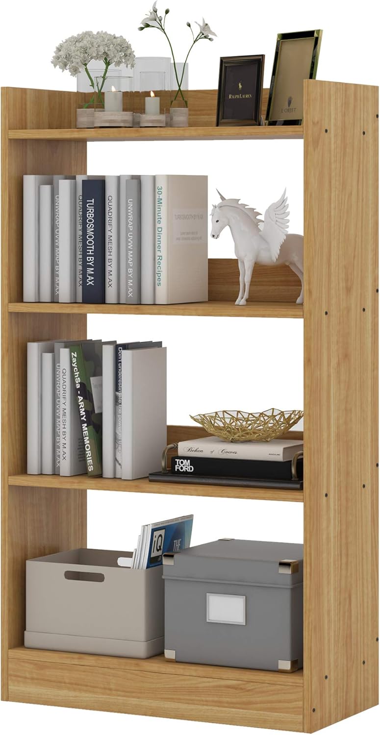 4 Tier Etagere Bookcase Storage Shelf Light Walnut Brown A972833