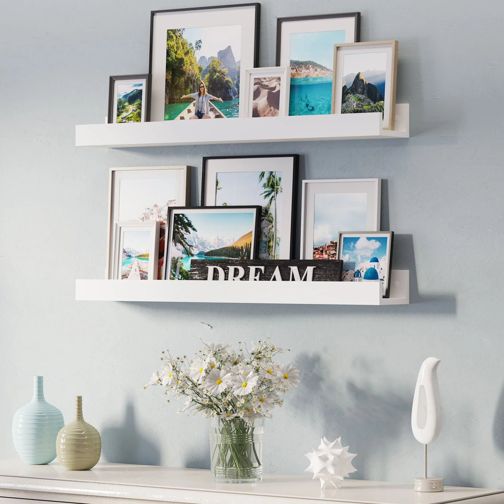 White Set of 2 Wall Floating Shelves Z811406