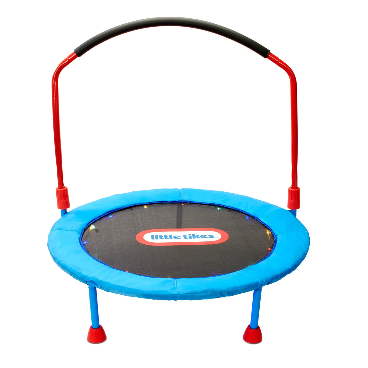 3' Kids Trampoline with LED Lights and Folding Padded Handle, Blue and Red F33613