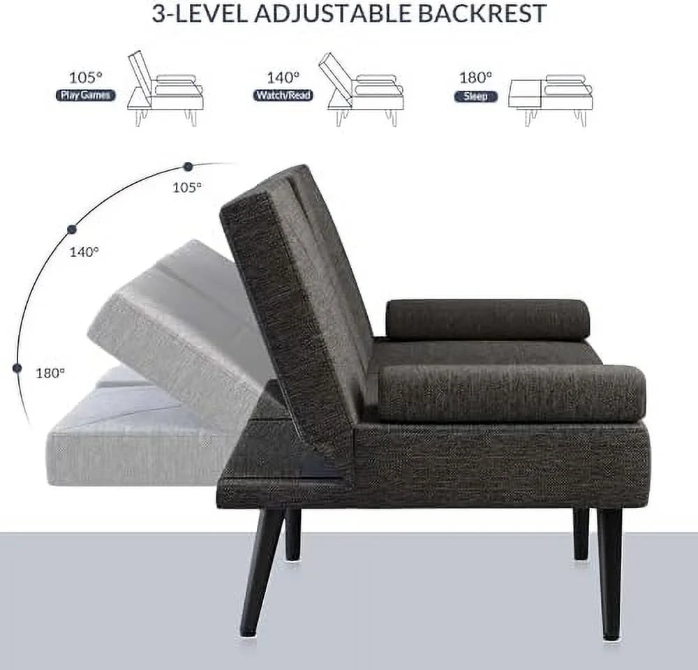 Convertible Sofa Bed with 2 USB Ports and Adjustable Backrest O332126