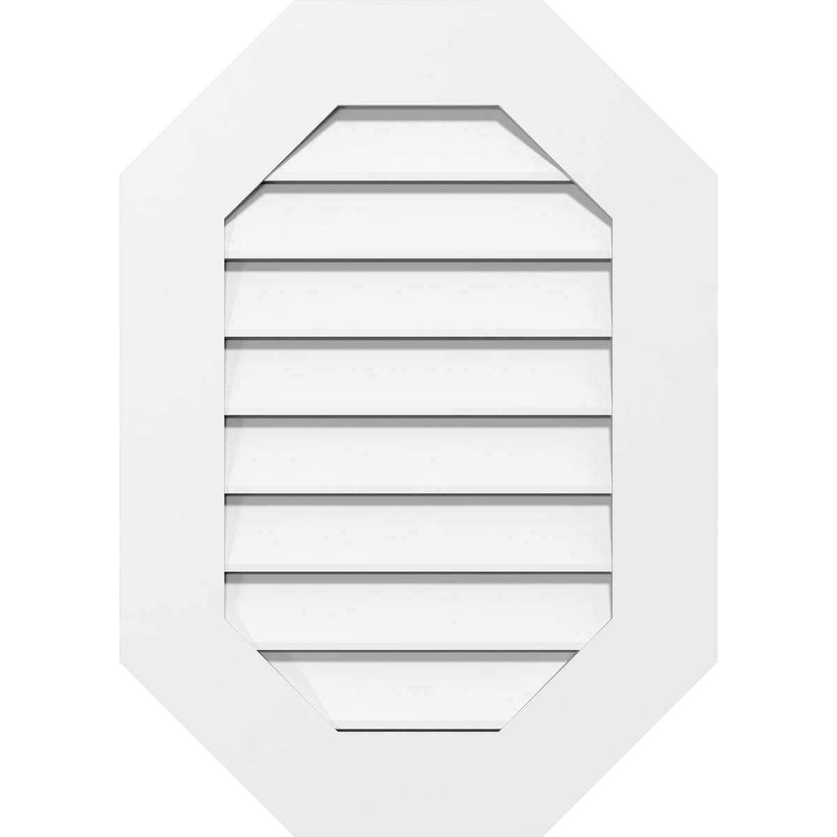 26x22W x 34x22H Vertical Elongated Octagon Surface Mount PVC Gable Vent O49706