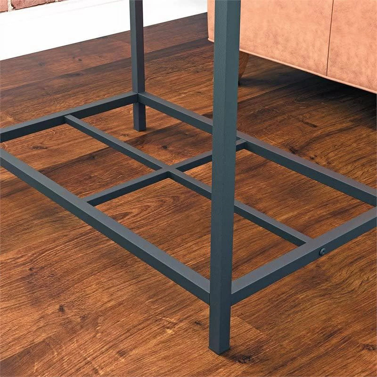 Black Metal End Table with Tempered Glass Top D886898