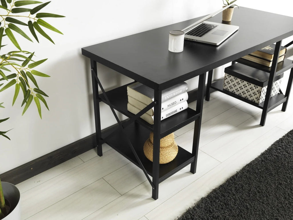 60" Extra Wide Wood Top 4 Shelves Writing and Computer Desk N35842