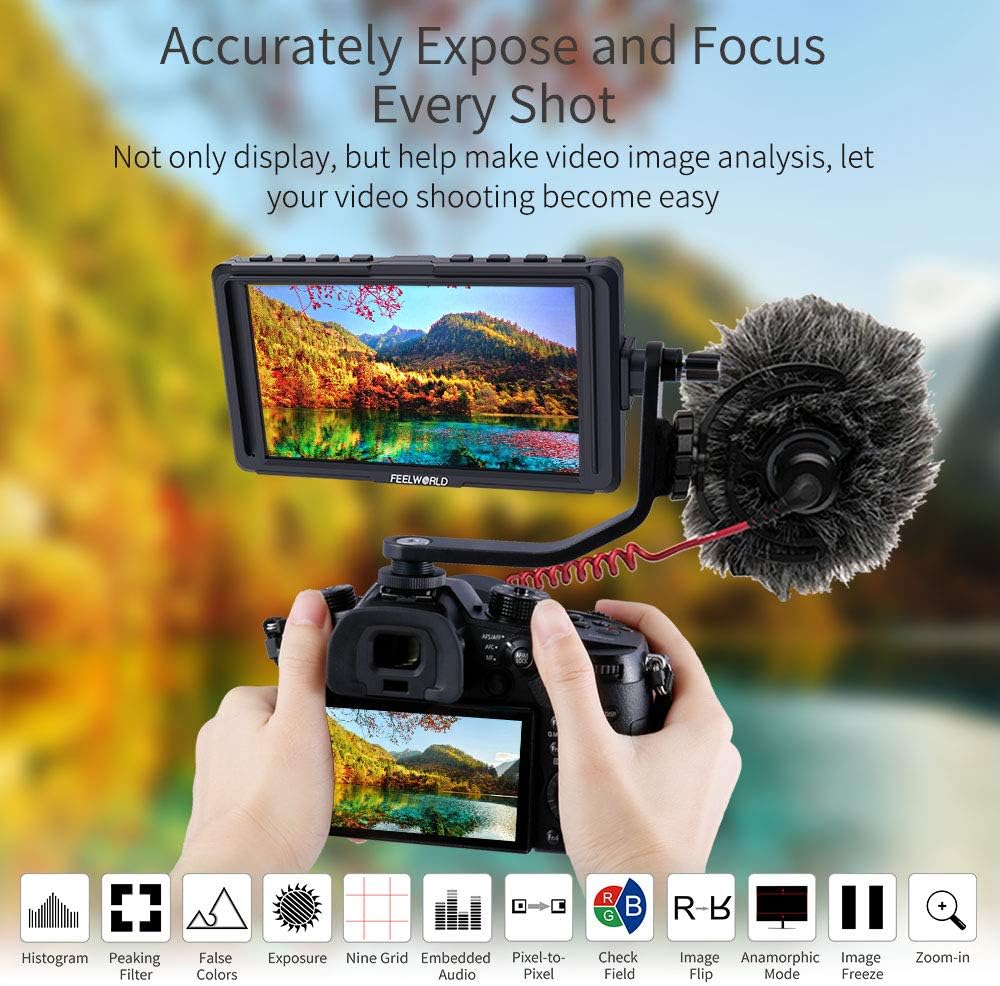5 Inch Full HD 1920x1080 IPS On Camera Field Monitor with 4K HDMI Input Output T629