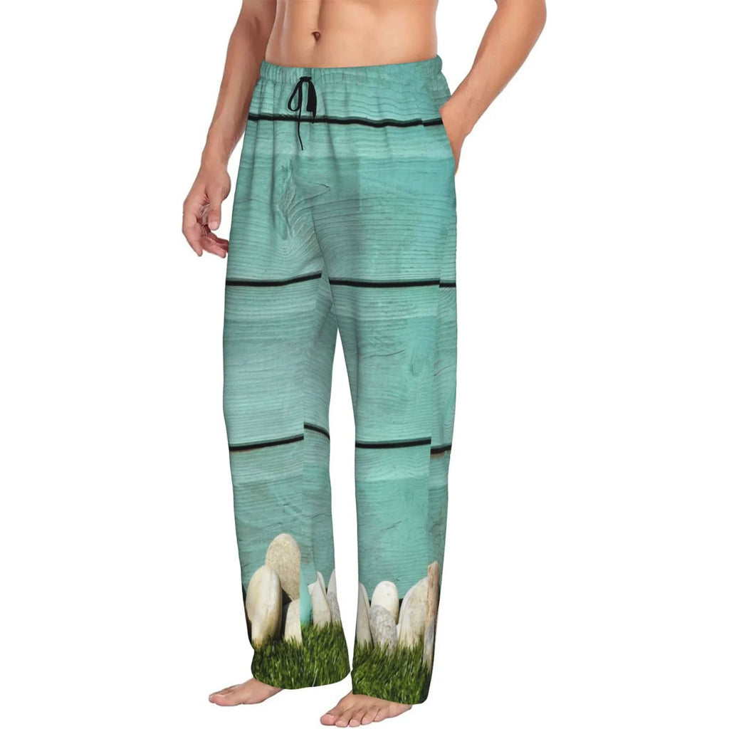 Wood Grain Pajama Pants with Drawstring and Pockets Z29699