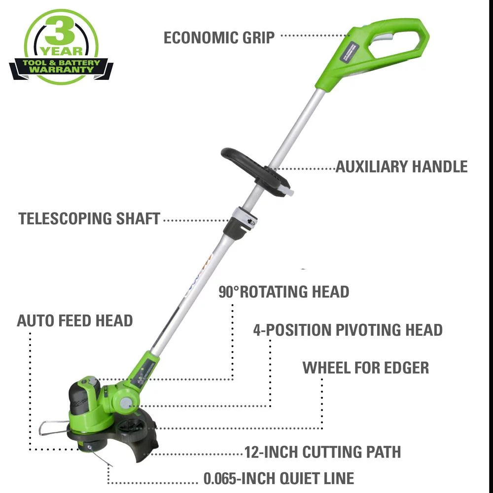 24V 12 Cordless String Trimmer/Edger with 2.0 Ah Battery & Charger M142195