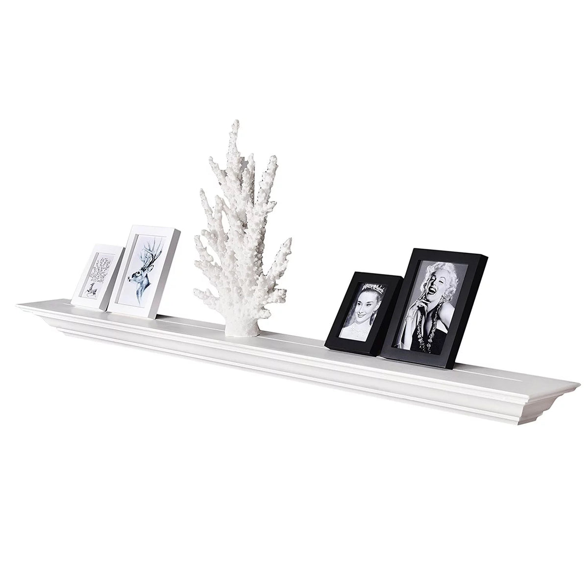 60'' Solid Pine Wood White Wall Floating Shelf U327450