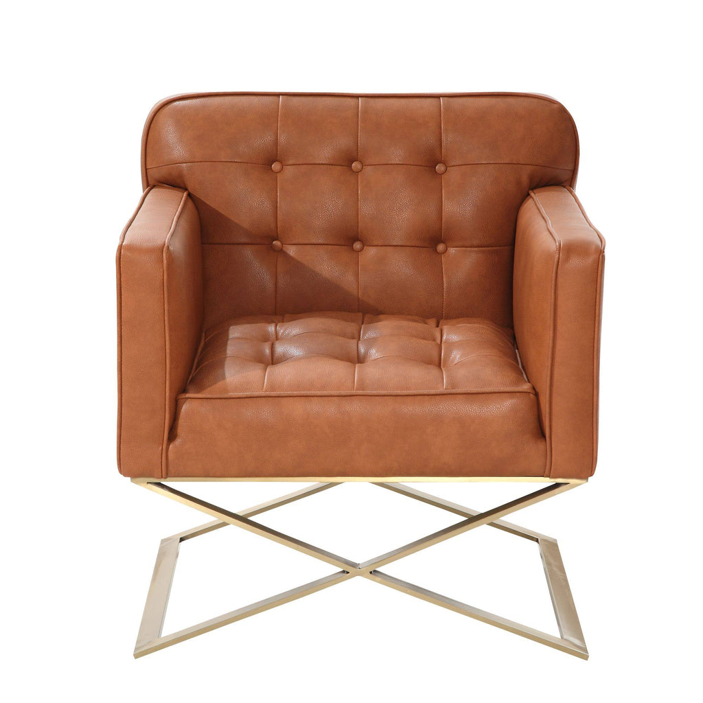 Brown and Gold Finish Modern Chair R63007