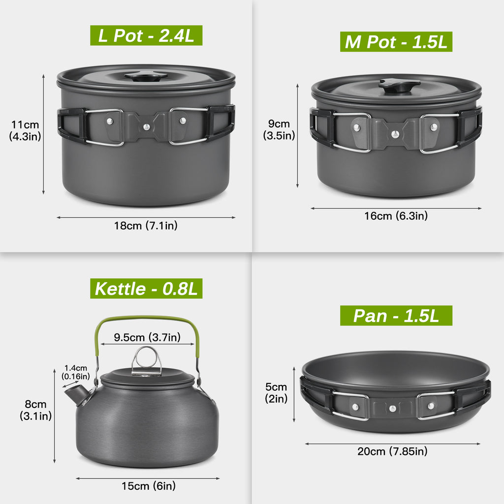 Collapsible Cookware Utensils Kit with Pan Knife Fork H674