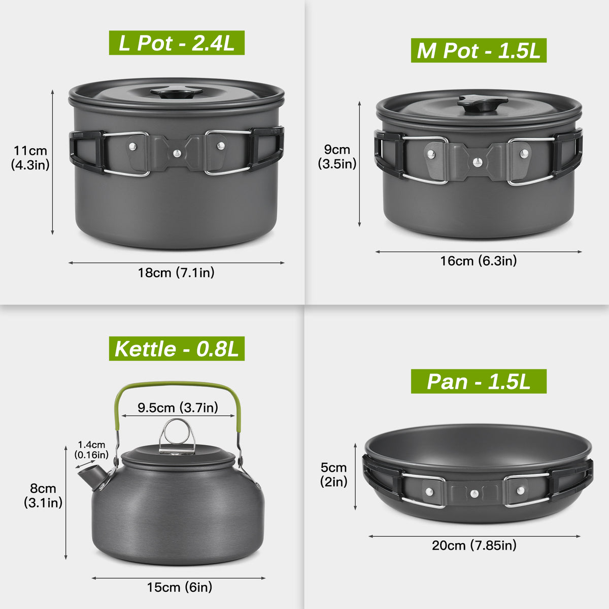 Collapsible Cookware Utensils Kit with Pan Knife Fork H674