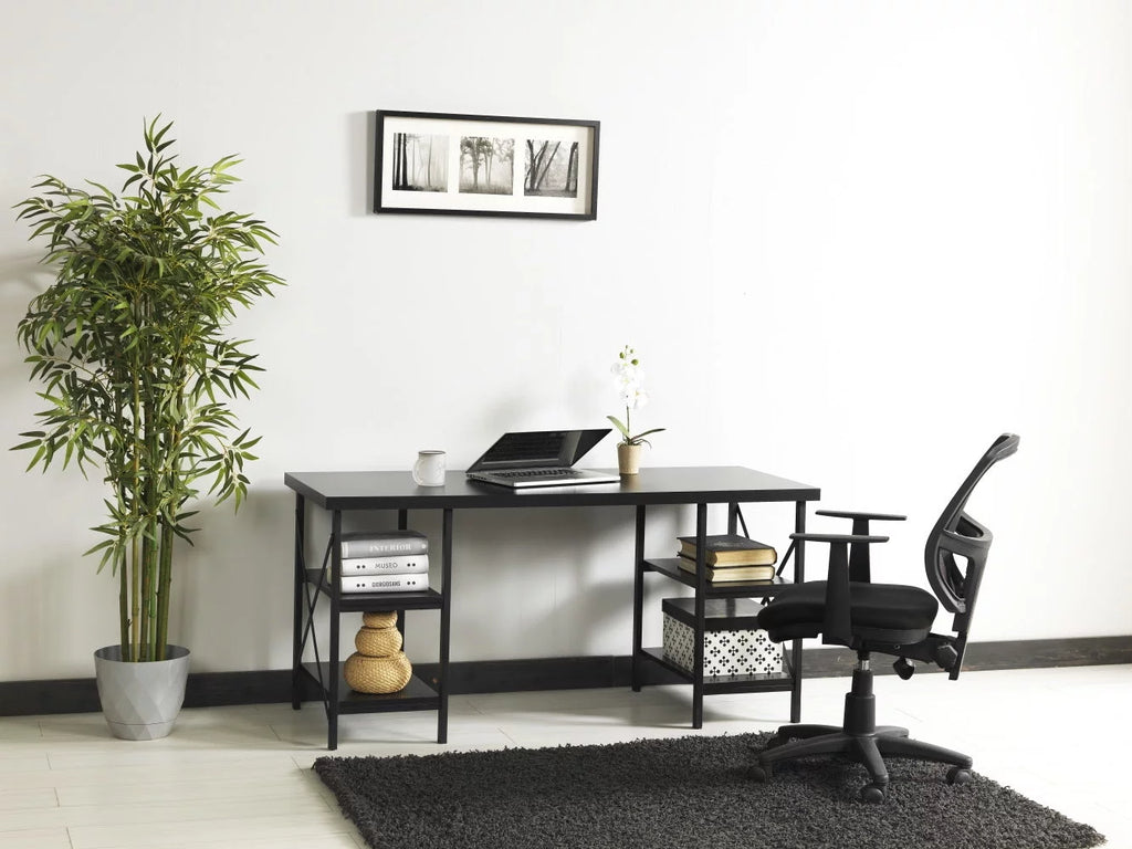 60" Extra Wide Wood Top 4 Shelves Writing and Computer Desk N35842