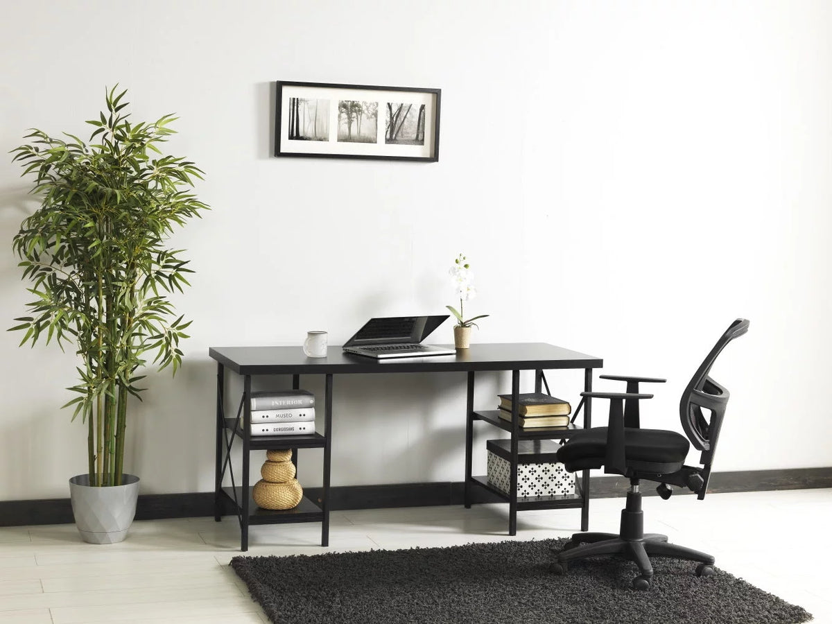 60" Extra Wide Wood Top 4 Shelves Writing and Computer Desk N35842