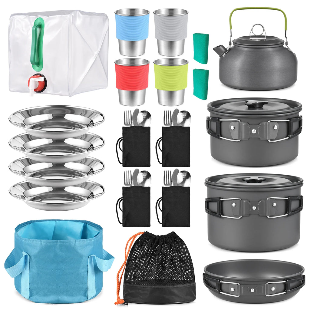 Collapsible Cookware Utensils Kit with Pan Knife Fork H674