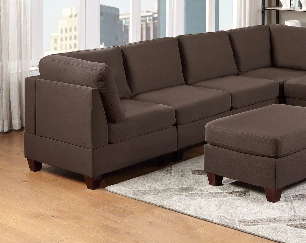 Black Linen Like Fabric Sectional 9pcs Set T2691