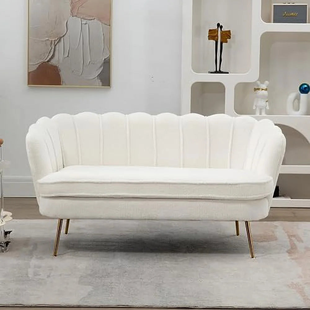 Boucle Loveseat Sofa with Gold Metal Legs J351721